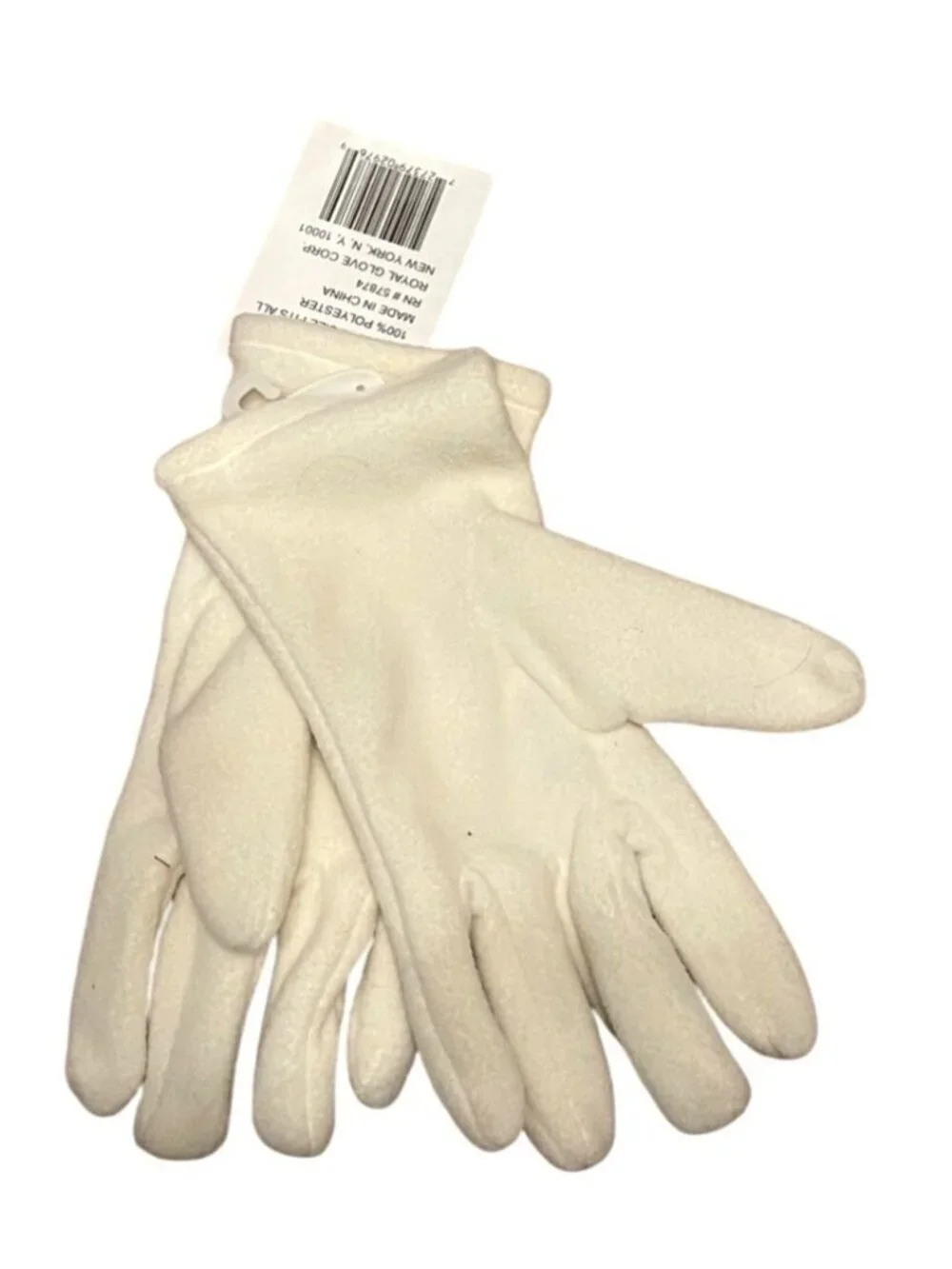 Womens Gloves Beige Fleece Winter With Floral Embroidery 1 Size Polyester NWT